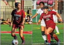  ?? LARRY LEVANTI — STEVENS ATHLETICS ?? Gabby Saade, left, and Julia Panko, right, are Mercer County stars leading the way for Stevens Institute of Technology. Saade played at West Windsor South and Panko at Notre Dame where she was CVC and Area Player of the Year as a senior.