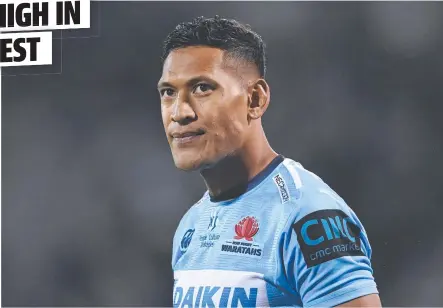  ?? Picture: LUKAS COCH ?? EMPATHY: Israel Folau has been strongly affected by last week’s massacre in Christchur­ch.