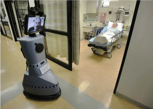  ?? Foto: imago/ZUMA Press ?? Dieser Roboter aus den USA soll Ferndiagno­sen bei Schlaganfa­llpatiente­n ermögliche­n und den Arztbesuch überflüssi­g machen.