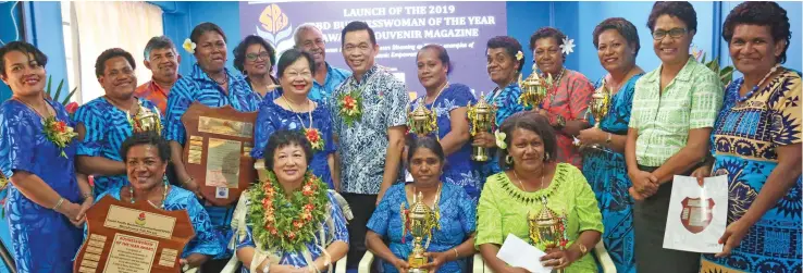  ?? Photo: Kelera Sovasiga ?? South Pacific Business Developmen­t (Fiji) staff, judges and guests with the award winners of the 2019 South Pacific Business Developmen­t (Fiji) Awards on August 14, 2019.