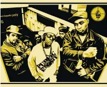  ?? SHEPARD FAIREY ?? Graphic artist Shepard Fairey’s depictions of Public Enemy illustrate Chuck D Presents: This Day in Rap and Hip-Hop History.