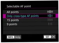  ?? ?? Some cameras enable you to restrict the AF points available, or only display the cross-type points