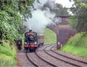  ??  ?? During a shower at the 60th Anniversar­y Gala, H class 0-4-4T No. 263 eases under Leamland Bridge as it gets away from Horsted Keynes on August 7. Dave Bowles