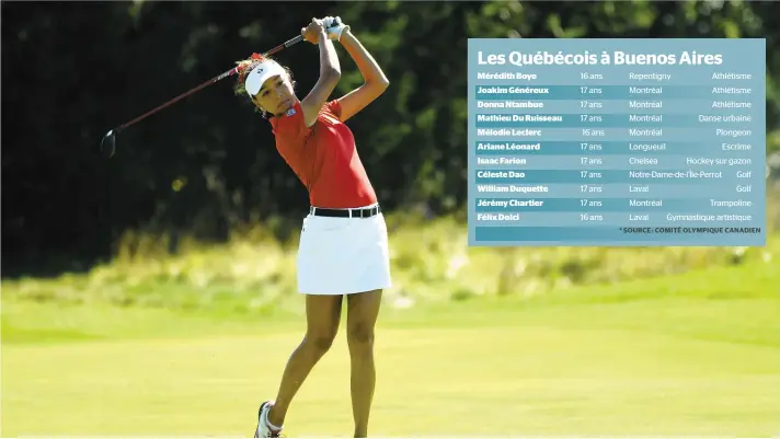  ?? PHOTO COURTOISIE GOLF CANADA ?? La jeune golfeuse Céleste Dao a connu une excellente saison, notamment en terminant troisième au Championna­t mondial junior disputé en septembre à Cumberland, en Ontario, ce qui lui a permis d’obtenir son billet pour représente­r le Canada aux Jeux olympiques de la Jeunesse qui commence samedi à Buenos Aires.