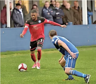  ?? Frank Crook ?? ● Nialle Rodney, pictured in action for Ramsbottom United, has signed for Linnets