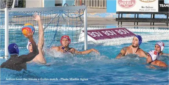  ??  ?? Action from the Sirens v Exiles match - Photo Martin Agius