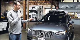  ?? AP ?? In this December 13, 2016 file photo, Anthony Levandowsk­i, head of Uber’s self-driving programme, speaks about their driverless car in San Francisco.