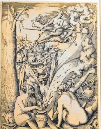  ?? FOTO: KUNSTSAMML­UNG DER FÜRSTEN VON WALDBURG-WOLFEGG UND WALDSEE ?? Die Hexen-Thematik regte auch die Phantasie der Künstler an. Hier eine Hexenszene von Hans Baldung Grien aus dem Jahr 1510.