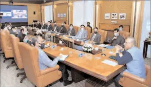  ??  ?? ISLAMABAD
President Dr Arif Alvi chairing a meeting of the sub-committee on Emerging Technologi­es in internet-voting.
-APP