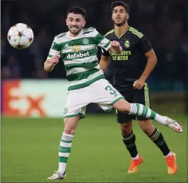  ?? ?? Greg Taylor says the Celtic players will continue to follow their attacking philosophy, as the left-back continues to keep new signing Alexandro Bernabei (left) out of the side