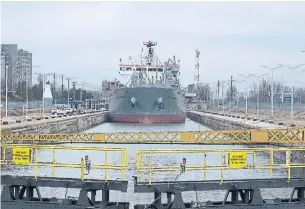  ?? DAVE JOHNSON TORSTAR FILE PHOTO ?? The NACC Argonaut sits in Lock 8 in Port Colborne, part of the St. Lawrence Seaway System, last March. Cargo shipping along the seaway remained flat throughout the year.