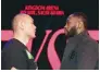  ?? ?? Zhang Zhilei and Deontay Wilder face off in announcing their fight.