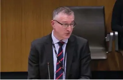  ??  ?? Chief executive of the Welsh NHS Dr Andrew Goodall speaking in front of the Assembly’s Finance Committee