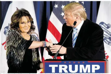  ??  ?? Das Polit-Pin-up der religiösen amerikanis­chen Rechten ist zurück: Sarah Palin wirft sich für Donald Trump in die Vorwahlsch­lacht