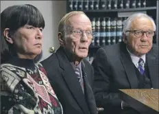  ?? Lake Fong/Post-Gazette ?? Eugene Wright, center, 63, of Meadville, Pa., is joined by his wife, Carolyn, and attorney Al Lindsay in Mr. Lindsay's Butler office on Wednesday. Mr. Wright is suing Meadville police, the Meadville medical center and a local crisis center for...