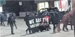  ?? THE HAMILTON SPECTATOR ?? The group of vandals carried a banner that said “We Are the Ungovernab­les.”