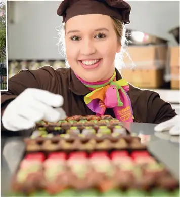  ?? Picture: MITCH BEAR ?? SWEET SUCCESS: Natalia Korzenko of the Great Ocean Road Chocolater­ie at Bellbrae, which had more than 3000 customers through its doors yesterday.