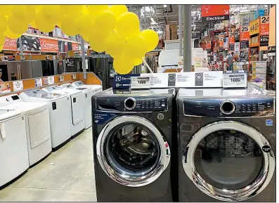  ?? AP ?? The U.S. Commerce Department reported a monthly increase in March for orders of durable goods, such as clothes washers and dryers.