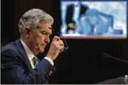  ?? HAIYUN JIANG / THE NEW YORK TIMES ?? Jerome Powell, the chairman of the Federal Reserve, appears before the Senate Banking Committee in Washington on Wednesday.