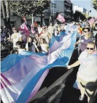  ?? ?? Colectivo Asistentes portan la bandera trans. ▷