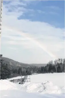  ??  ?? Sherry Beaman said the snow had just stopped when she spotted the faint rainbow. She wondered if it was indeed a snowbow?