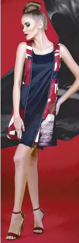  ??  ?? Sleeveless sublimatio­n jersey shift dress, available in red (P1,895)