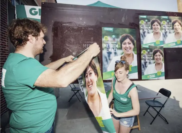  ?? © Jimmy Kets ?? Een kopzorg van Groen: het gebrek aan nationale kopstukken, naast Wouter Van Besien, Kristof Calvo en voorzitste­r Meyrem Almaci.