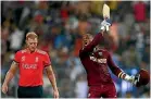  ??  ?? Marlon Samuels, right, crossed the line in his long-running feud with Ben Stokes, left.