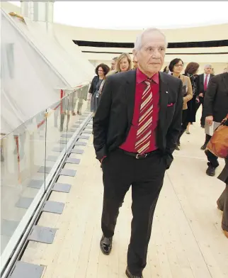  ?? DARREN BROWN ?? Architect Douglas Cardinal walks through the History Hall under constructi­on at the Canadian Museum of History on Tuesday. The 40,000-square-foot exhibition hall is scheduled to open on July 1 next year.