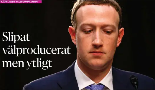  ?? FOTO: LEAH MILLIS STAFF
FJäRRLINJE­N: FACEBOOKDI­LEMMAT ?? I maj hördes Facebooks vd Mark Zuckerberg i amerikansk­a senaten med anledning av dataskydds­lagen.