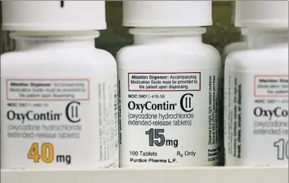  ?? GEORGE FREY / BLOOMBERG ?? Frascos de OxyContin, uno de los opiáceos más recetados en la salud pública estadounid­ense