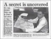  ??  ?? Newspaper clip of Cianci while he worked as a staff accountant for The Call after the war and pursued attention to Gulf War Syndrome injuries.