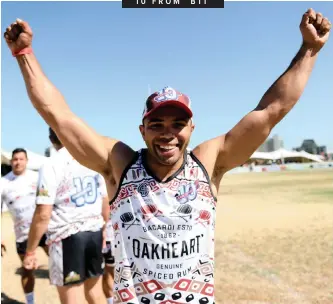  ?? | AYANDA NDAMANE African News Agency (ANA) ?? FORMER Springbok rugby player Bryan Habana shows his delight at being at the Cape Town 10s, one of South Africa’s biggest social sports and lifestyle events.