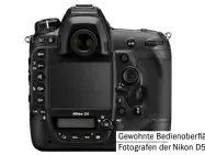  ??  ?? Gewohnte Bedienober­fläche: Fotografen der Nikon D5 finden sich mit der D6 schnell zurecht.