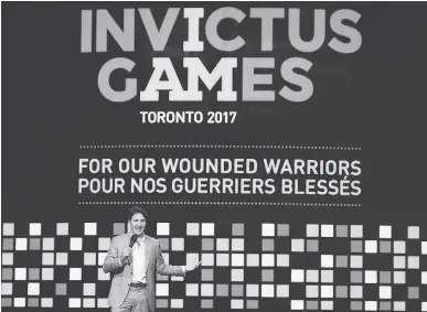  ?? NATHAN DENETTE/THE CANADIAN PRESS ?? Prime Minister Justin Trudeau at the Invictus Games. The Liberal government has yet to make good its 2015 election pledge to reinstate disability pensions for wounded service personnel, writes Robert Smol. .