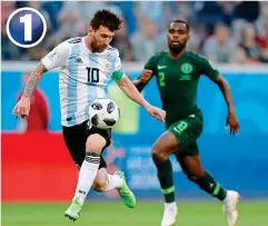  ?? AP ?? Control: Messi kills Banega’s pass dead on his thigh