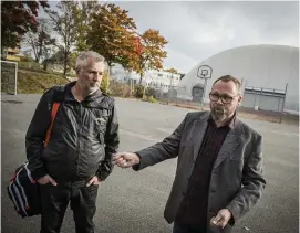  ?? Arkivbild: Olof Ohlsson ?? Stefan Junegård och Kristian Svensson, bägge från IBF Backadalen, har länge varit kritiska mot hur kommunen hanterat frågan.