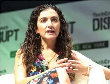  ?? — WP photo by Michael Nagle ?? Jennifer Hyman, co-founder and chief executive officer of Rent the Runway, speaks during the TechCrunch Disrupt NYC 2015 conference in New York on May 4, 2015.
