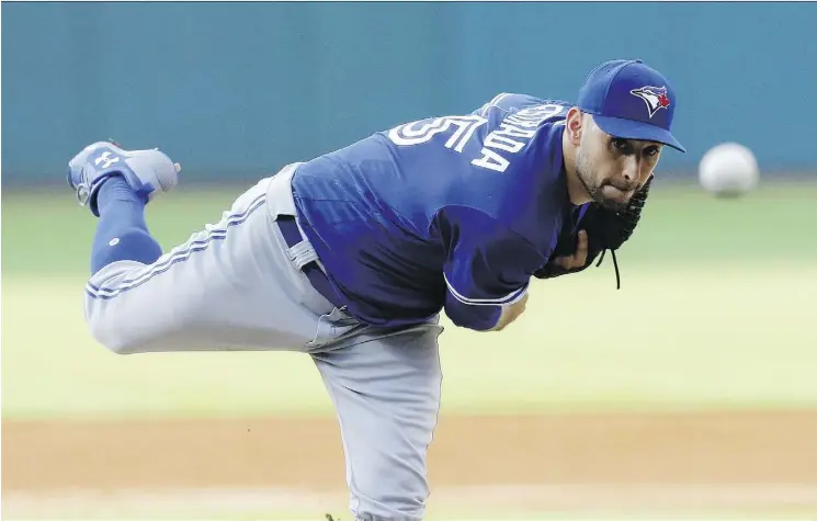  ?? TONY DEJAK/THE ASSOCIATED PRESS ?? While the Toronto Blue Jays might like to move starting pitcher Marco Estrada, it’s unlikely they’d get much in return given his unimpressi­ve season.