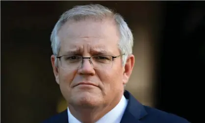 ??  ?? The latest Guardian Essential poll shows Scott Morrison has suffered significan­t drops in trust, vision and his ability to handle a crisis. Photograph: Mick Tsikas/AAP