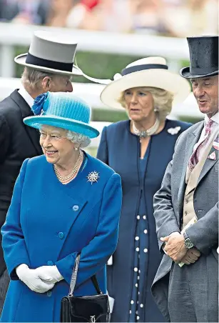  ??  ?? Strong support: The Queen and other members of the Royal family in the parade ring at Royal Ascot