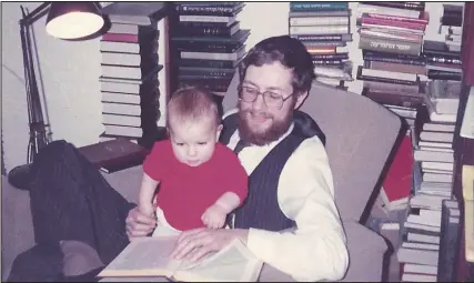  ??  ?? Family pride: Ivan and Yisroel Binstock sharing books in babyhood (above) and now, (below).