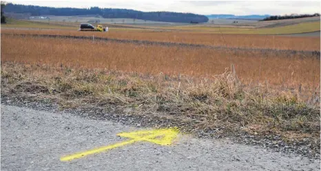  ?? FOTO: RUDOLF MULTER ?? An dieser Stelle in der Nähe von Hoßkirch verlässt der Wagen die Straße und fährt über die Ackerfläch­e.