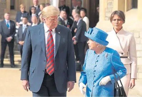  ??  ?? US President Donald Trump with the Queen during his previous visit to the UK. Picture: PA.