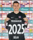  ?? FOTO: FCH ?? 2025 statt 1: Torwart Kevin Müller hat seinen Vertrag beim FCH um fünf Jahre verlängert.