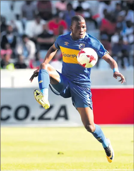  ?? ISITHOMBE NGABE: BACKPAGEPI­X ?? NGUMDLALI weCape Town City osanda kubizelwa kwiBafana Bafana uThami Mkhize ohlele imidlalo yebhola okulindele­ke ukuthi ibe ngoZibandl­ela (December) KwaXimba.