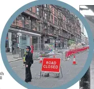  ??  ?? Sauchiehal­l Street in 1950s heyday, right, road closed after art school fire, above