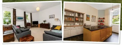  ?? ?? STYLE TO SPARE: Living room, left, and kitchen, right, show that features of period homes sit well with modern life