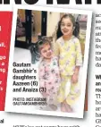  ?? PHOTO: INSTAGRAM/ GAUTAMGAMB­HIR55 ?? Gautam Gambhir’s daughters Aazeen (6) and Anaiza (3)