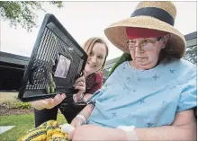 ?? JULIE JOCSAK TORSTAR ?? Allyson McKnight, a physiother­apist at Greater Niagara General Hospital, shows developing butterflie­s to patient Anne Lemon.